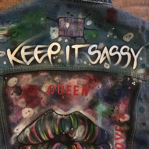 Custom Made Distressed Jean Jacket